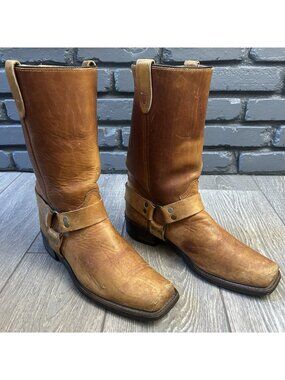 Bronco Brand Vintage Buckle Harness Square Toe Boots Mens 11.5 D